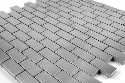 Pavers Bricks Of Gles Mosaïques Et Galets Mosaic Tile Mosaic Tile Brushed Stainless Steel Briquettes 20x40 Cm Mat Inter