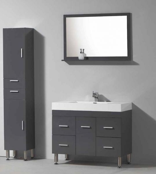 Vanity unit, on legs, with a basin of 120 cm, White or gray lacquered