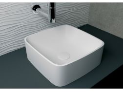 Countertop washbasin, 40 x 40 cm, in Solid Surface resin - CRETA