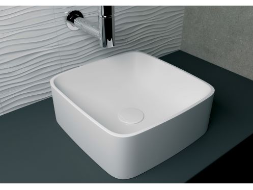 Countertop washbasin, 40 x 40 cm, in Solid Surface resin - CRETA