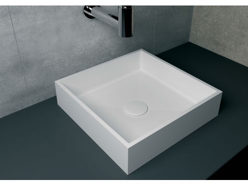 Countertop washbasin, 40 x 40 cm, in Solid Surface resin - CORFU