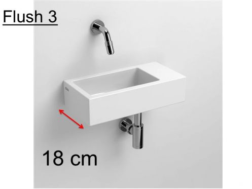Hand basin, 18 x 36 cm, white ceramic, beach on the right - CLOU FLUSH 3