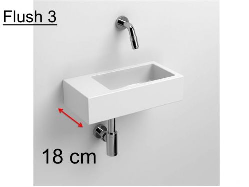 Washbasin, 18 x 36 cm, shelf on the left, without tap drilling - FLUSH 3 LEFT