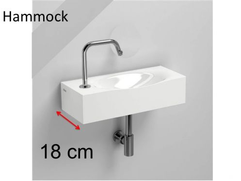 Design hand washbasin, 18 x 45 cm, tap on the left - HAMMOCK 45