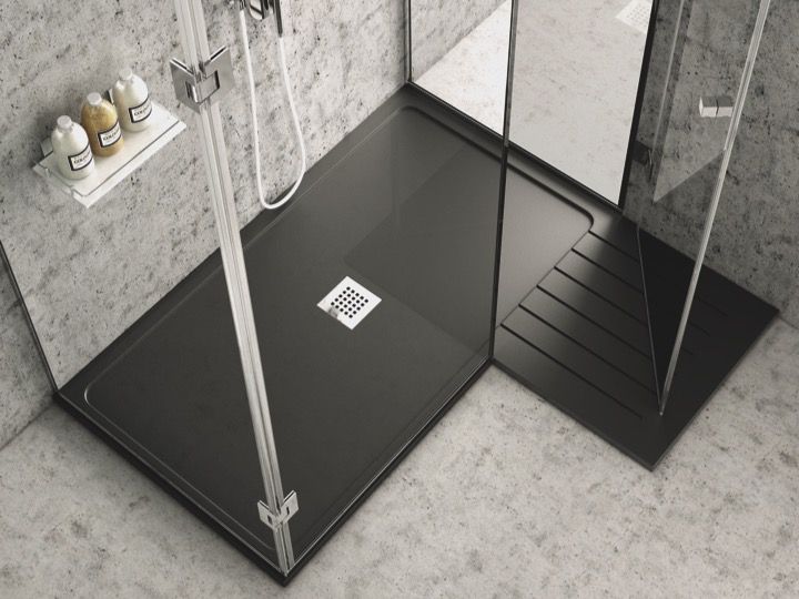 Shower tray Longueur 130 shower tray 130 cm resin with drying zone, Drying zone black