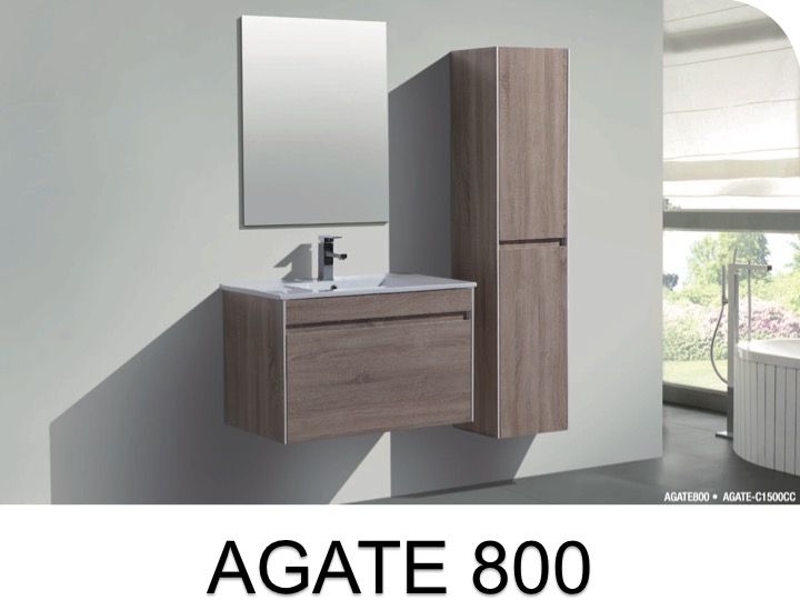 Attractive Hanging Bathroom Cabinet Part - 5: Hanging Bathroom Cabinet, 80 Cm, With Washbasin And Mirror - AGATE 800
