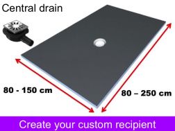 Custom shower tray to tile, small size and large dimension, central drain - Wedi Fundo Primo
