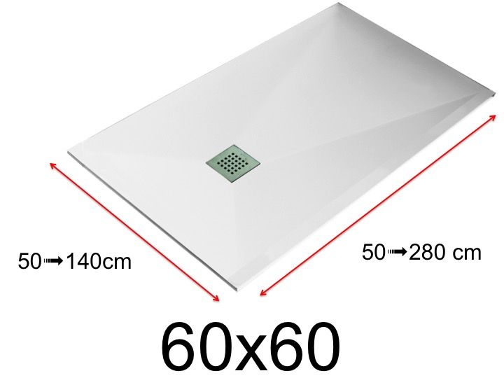 Shower tray 60x60 cm 600x600 mm in mineral resin, extra flat White LISSO Shower tray 60x60 cm 600x600 mm in mineral resin, extra flat White LISSO