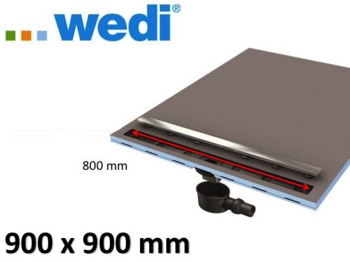 Shower tray tile, square-shaped linear flow grille - catcher Wedi Fundo Riolito Neo 900 x 900 mm