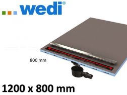 Shower tray tile, rectangular, linear flow grille - Shower tray Wedi Fundo Riolito Neo 1200 x 800 mm