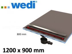 Shower tray tile, rectangular, linear flow grille - Shower tray Wedi Fundo Riolito Neo 1200 x 900 mm