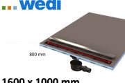 Shower tray tile, rectangular, linear flow grille - Shower tray Wedi Fundo Riolito Neo 1600 x 1000 mm