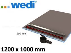 Shower tray tile, rectangular, linear flow grille - Shower tray Wedi Fundo Riolito Neo 1200 x 1000 mm