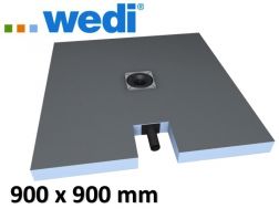 Shower tray to be tiled, central drain, with integrated drain - Wedi Fundo plano 900 x 900 mm