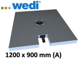 Shower tray to be tiled, central drain, with integrated drain - Wedi Fundo plano 1200 x 900 mm