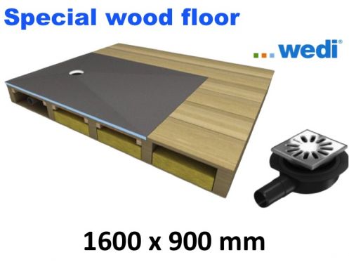 Shower tray to be tiled, for wooden floor, Eccentric flow - wedi Fundo Ligno 1600x900 mm