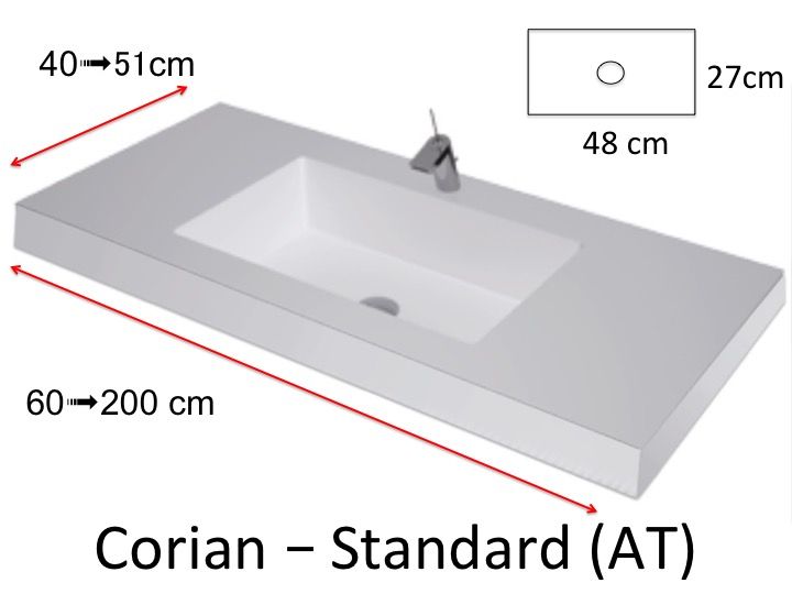 Washbasin Corian Style Worktop With Integrated Worktop With Integrated Corian Washbasin In Mineral Resin Solid Surface Hydra Standard At