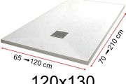 Shower tray - 120x130 cm - 1200x1300 mm - in mineral resin, extra flat - White PIERRE