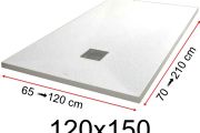 Shower tray - 120x150 cm - 1200x1500 mm - in mineral resin, extra flat - White PIERRE