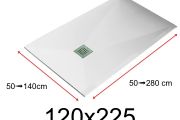 Shower tray - 120x225 cm - 1200x2250 mm - in mineral resin, extra flat - White LISSO