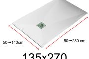 Shower tray - 135x270 cm - 1350x2700 mm - in mineral resin, extra flat - White LISSO