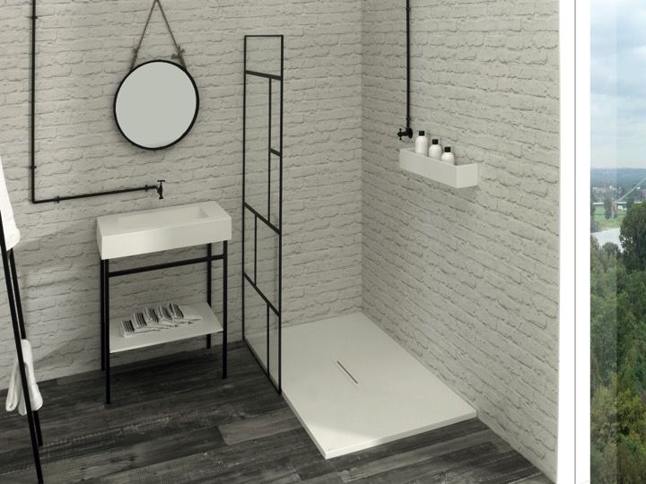Corian Shower Tray Solid Surface Mineral Resin Central Drain