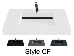 Washbasin top 46 x 160 cm, suspended or recessed, in mineral resin, made on gauge - Style CF