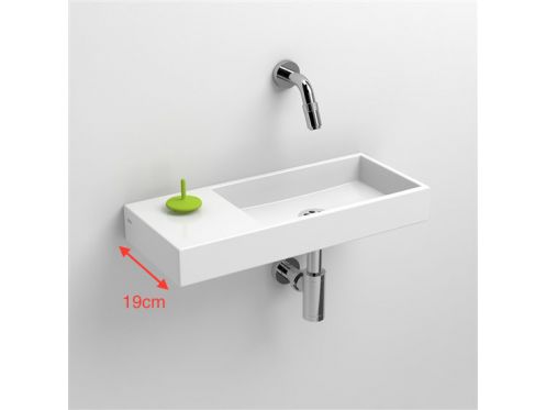 Hands washbasin, 19 x 45 cm, beach left, wall tap - MINI WASH ME 45 LEFT