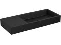 Hands washbasin, 19 x 45 cm, in matt anthracite ceramic, left hand range, wall tap - MINI WASH ME 45CM LEFT