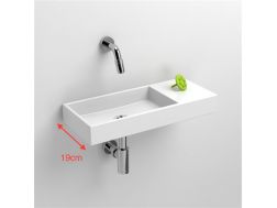 Washbasin, 19 x 45 cm,  beach on the right, wall tap - MINI WASH ME 45 RIGHT