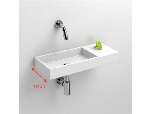 Washbasin, 19 x 45 cm,  beach on the right, wall tap - MINI WASH ME 45 RIGHT