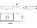 Washbasin, 19 x 45 cm,  beach on the right, wall tap - MINI WASH ME 45 RIGHT