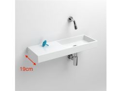 Washbasin, 19 x 56 cm,  left hand beach, wall tap - MINI WASH ME 56 LEFT