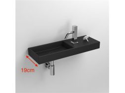 Washbasin, 19 x 56 cm, matt anthracite ceramic, tap right - MINI WASH ME 56 RIGHT