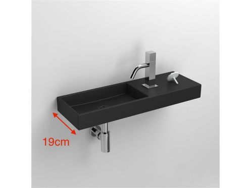 Washbasin, 19 x 56 cm, matt anthracite ceramic, tap right - MINI WASH ME 56 RIGHT