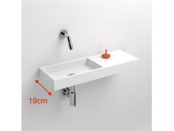 Washbasin, 19 x 56 cm,  beach on the right, wall tap - MINI WASH ME 56 RIGHT