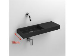 Washbasin, 19 x 56 cm, matt anthracite ceramic, left hand range, wall tap - MINI WASH ME 56 RIGHT