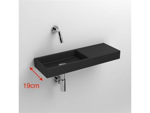 Washbasin, 19 x 56 cm, matt anthracite ceramic, left hand range, wall tap - MINI WASH ME 56 RIGHT