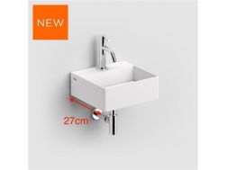 Hand basin, 27 x 28 cm, in white aluite, without drilling taps - CLOU NEW FLUSH