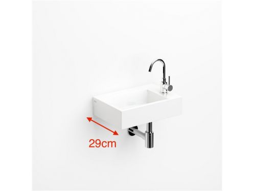Rectangular hand basin, 29 x 43 cm, right-hand shelf - FLUSH 2 PLUS