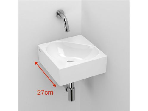 Hand basin, 27 x 27 cm, angular, ceramic, without tap hole - FLUSH 5