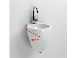 Designer hand wash basin, 1/2 egg, white ceramic, with tap hole - CLOU FLUSH