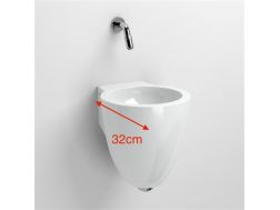 Hand wash basin, white ceramic hand basin, 32 cm, wall-mounted faucet  - Clou Flush