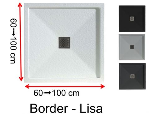Very small custom size shower tray with overflow edge - 80 x 80 -  BORDER LISA