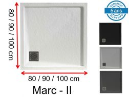 Square shower trays, with edging, drainage in angle, in mineral resin - MARC II