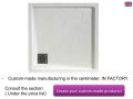 Square shower trays, with edging, drainage in angle, in mineral resin - MARC II