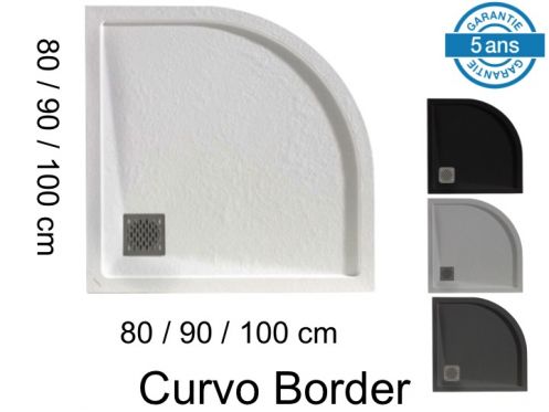 Round shower trays, with edge, in mineral resin - CURVO BORDER