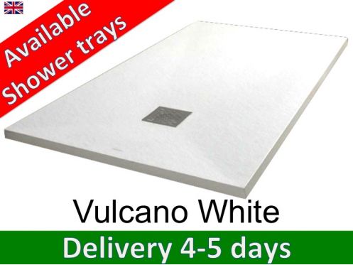 Mineral resin shower trays, custom made, stone effect, non-slip - VULCANO white