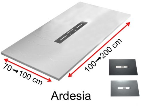 Shower tray centre drain, slate finish - ARDESIA