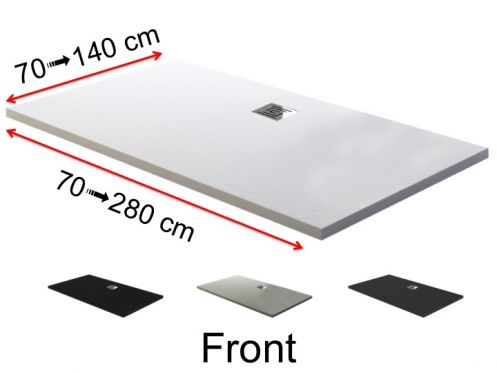 Shower tray with drain on the long side - FRONT